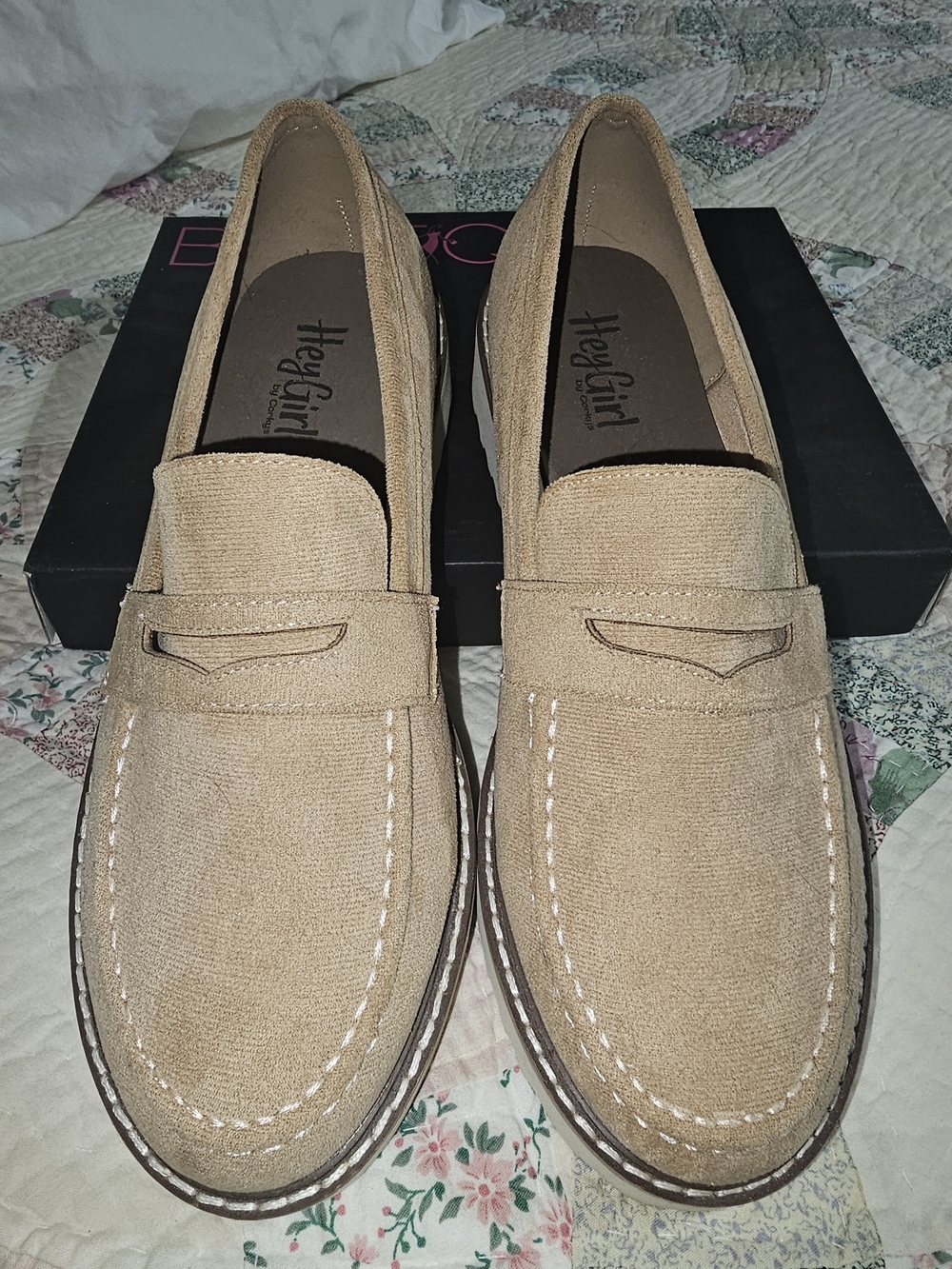Hey Girl Women's Tan Suede Loafers